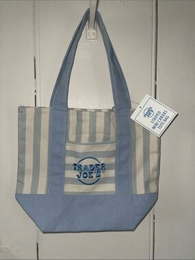 Trader Joe's Blue Stripe Mini Canvas Tote Bag